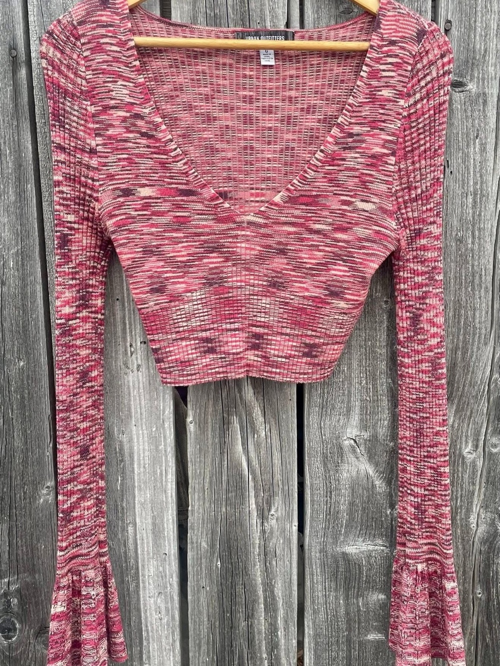 Urban Outfitters berry wine  Marled V-Neck Cropped Top